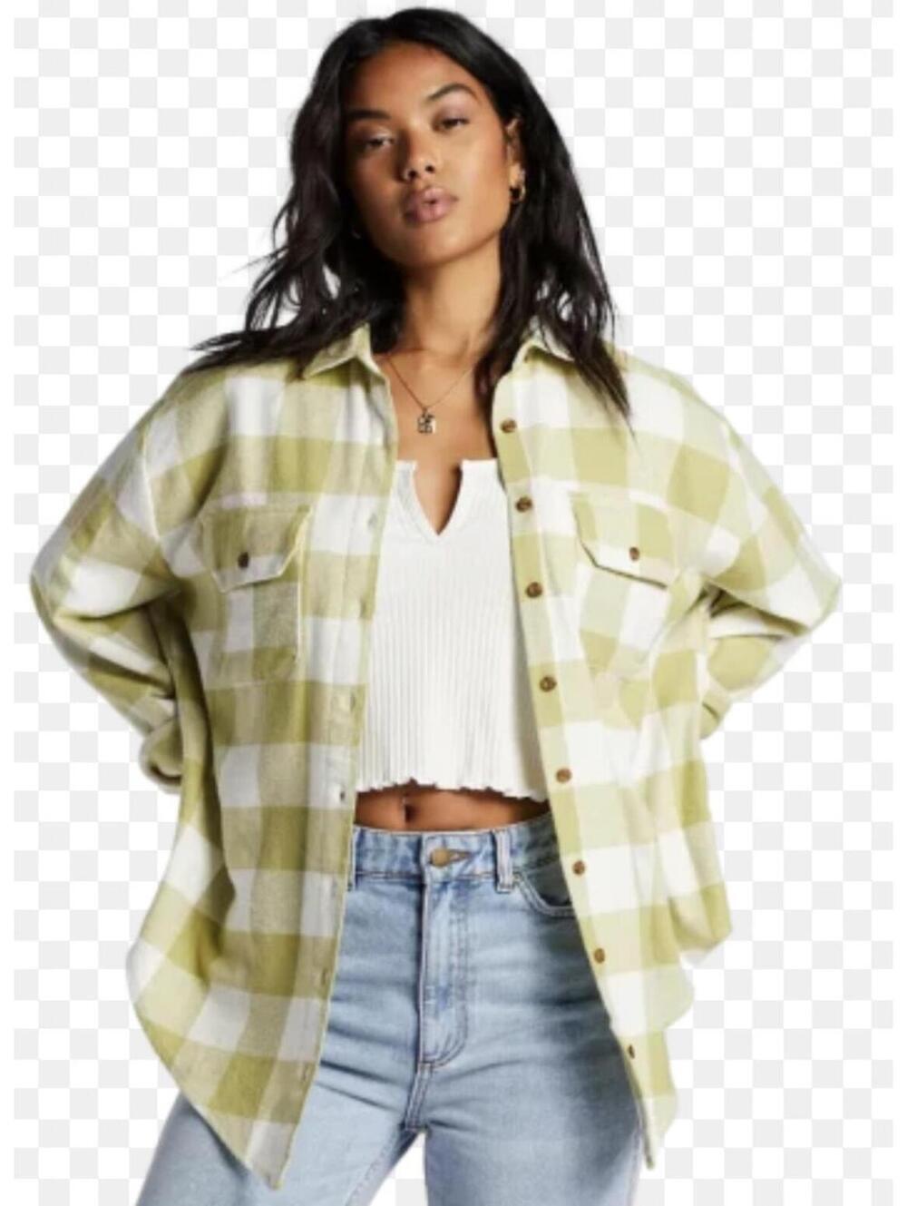 Billabong Outdoors Checkered Fleece Button Up Shacket - Women's Medium NWOT